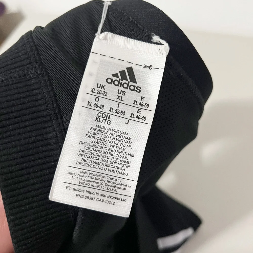 Adidas Womens XL Black White 3-Stripe Racerback V-Neck Medium Support Sports Bra